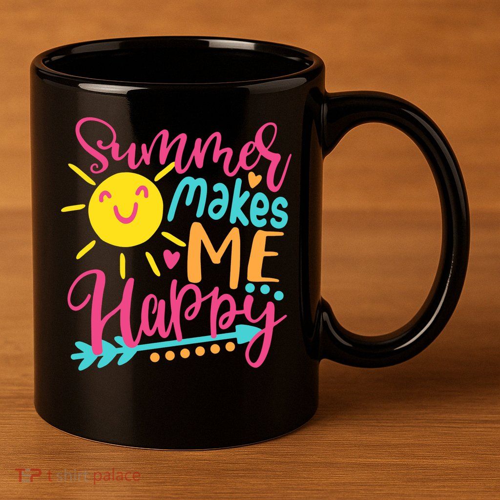 Summer Makes Me Happy 11oz C Handle Ceramic Mug
