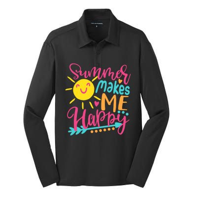 Summer Makes Me Happy Silk Touch Performance Long Sleeve Polo