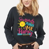 Summer Makes Me Happy Cropped Pullover Crew
