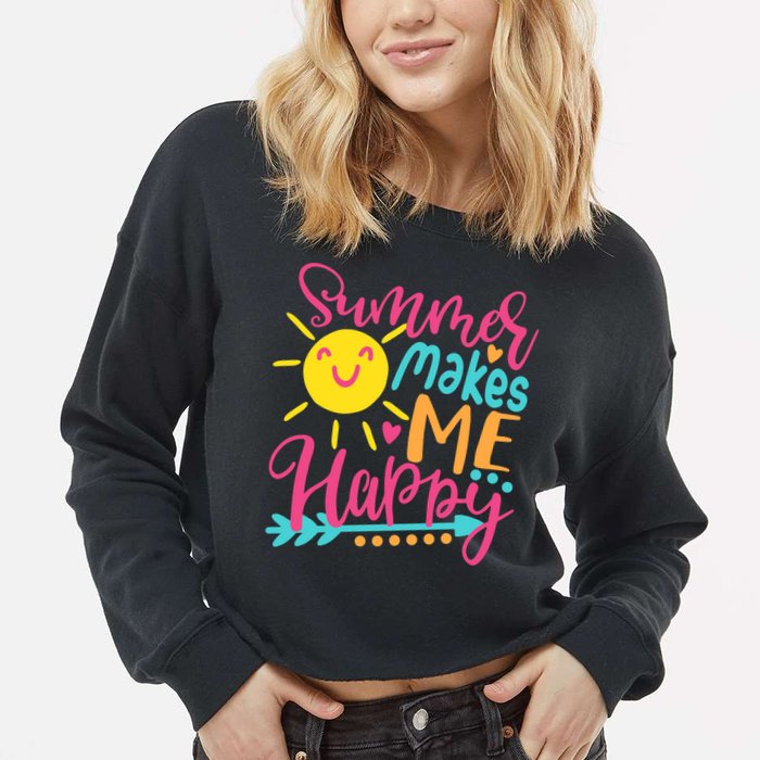 Summer Makes Me Happy Cropped Pullover Crew