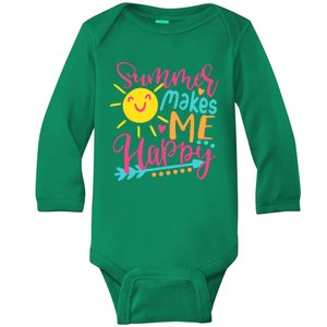 Summer Makes Me Happy Baby Long Sleeve Bodysuit