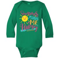 Summer Makes Me Happy Baby Long Sleeve Bodysuit