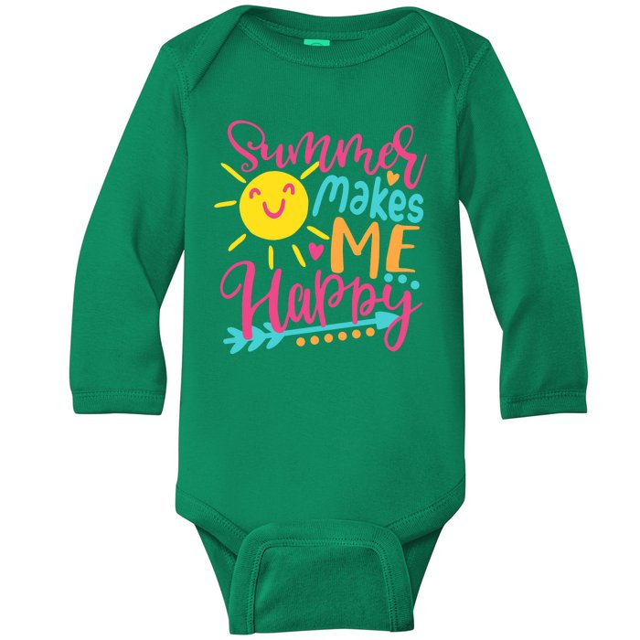 Summer Makes Me Happy Baby Long Sleeve Bodysuit