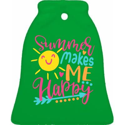 Summer Makes Me Happy Ceramic Bell Ornament