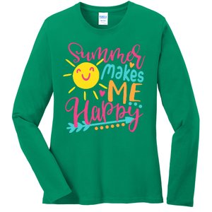 Summer Makes Me Happy Ladies Long Sleeve Shirt