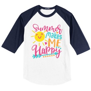 Summer Makes Me Happy Baseball Sleeve Shirt