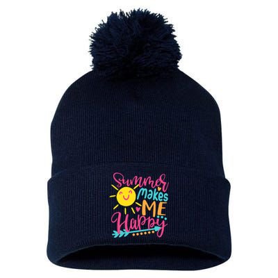 Summer Makes Me Happy Pom Pom 12in Knit Beanie