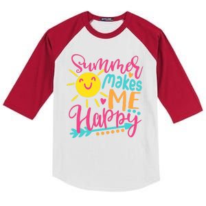 Summer Makes Me Happy Kids Colorblock Raglan Jersey