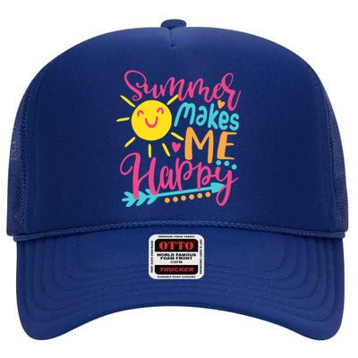 Summer Makes Me Happy High Crown Mesh Back Trucker Hat