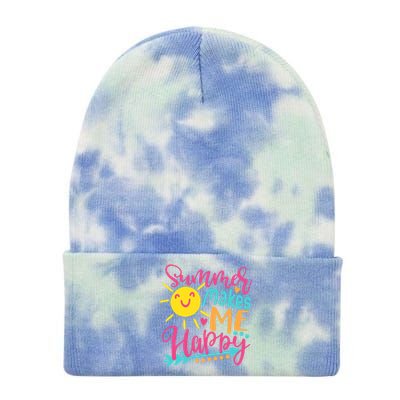 Summer Makes Me Happy Tie Dye 12in Knit Beanie