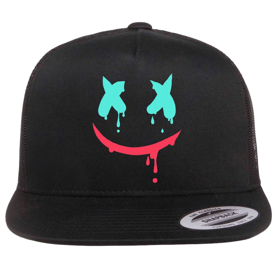 Smiling Marshmallow Melting Happy Face Flat Bill Trucker Hat
