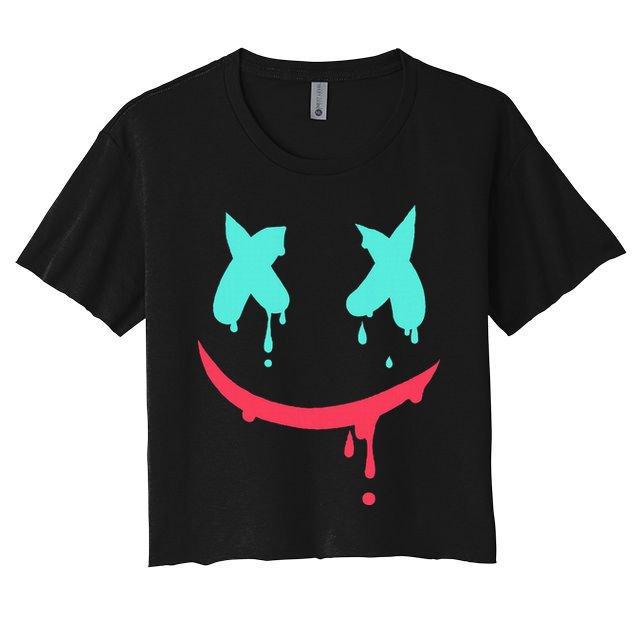 Smiling Marshmallow Melting Happy Face Women's Crop Top Tee