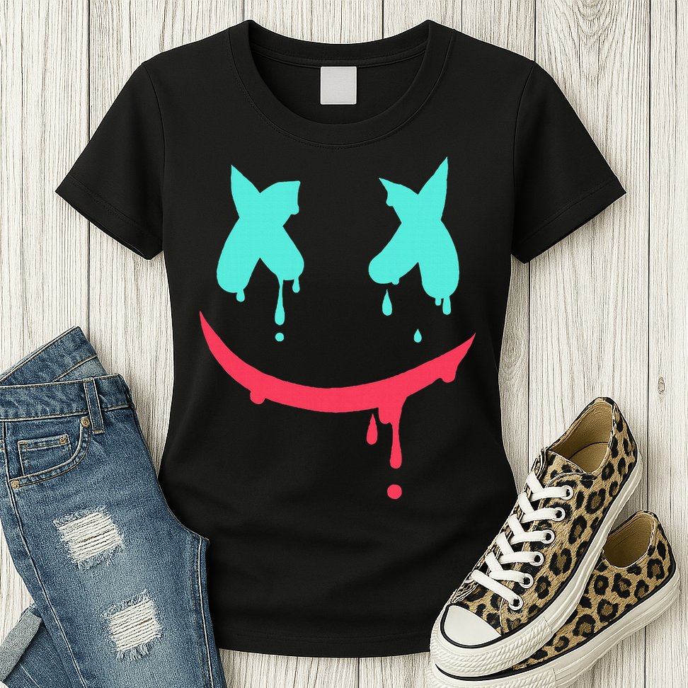 Smiling Marshmallow Melting Happy Face Womens T-Shirt