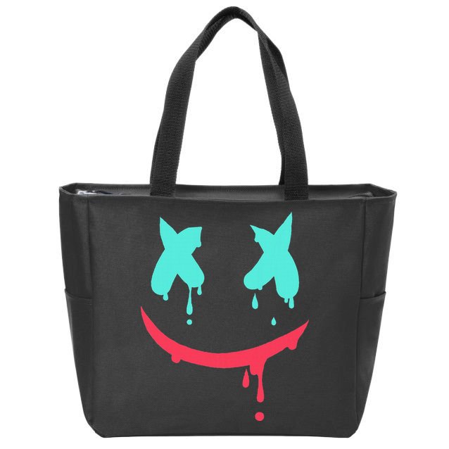 Smiling Marshmallow Melting Happy Face Zip Tote Bag