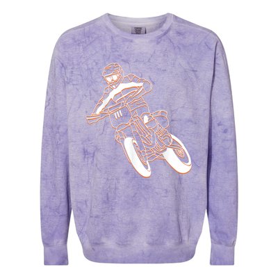 Supermoto Motorcycle Motocross Rider Racing Colorblast Crewneck Sweatshirt