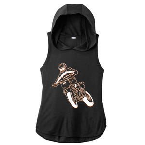 Supermoto Motorcycle Motocross Rider Racing Ladies PosiCharge Tri-Blend Wicking Draft Hoodie Tank