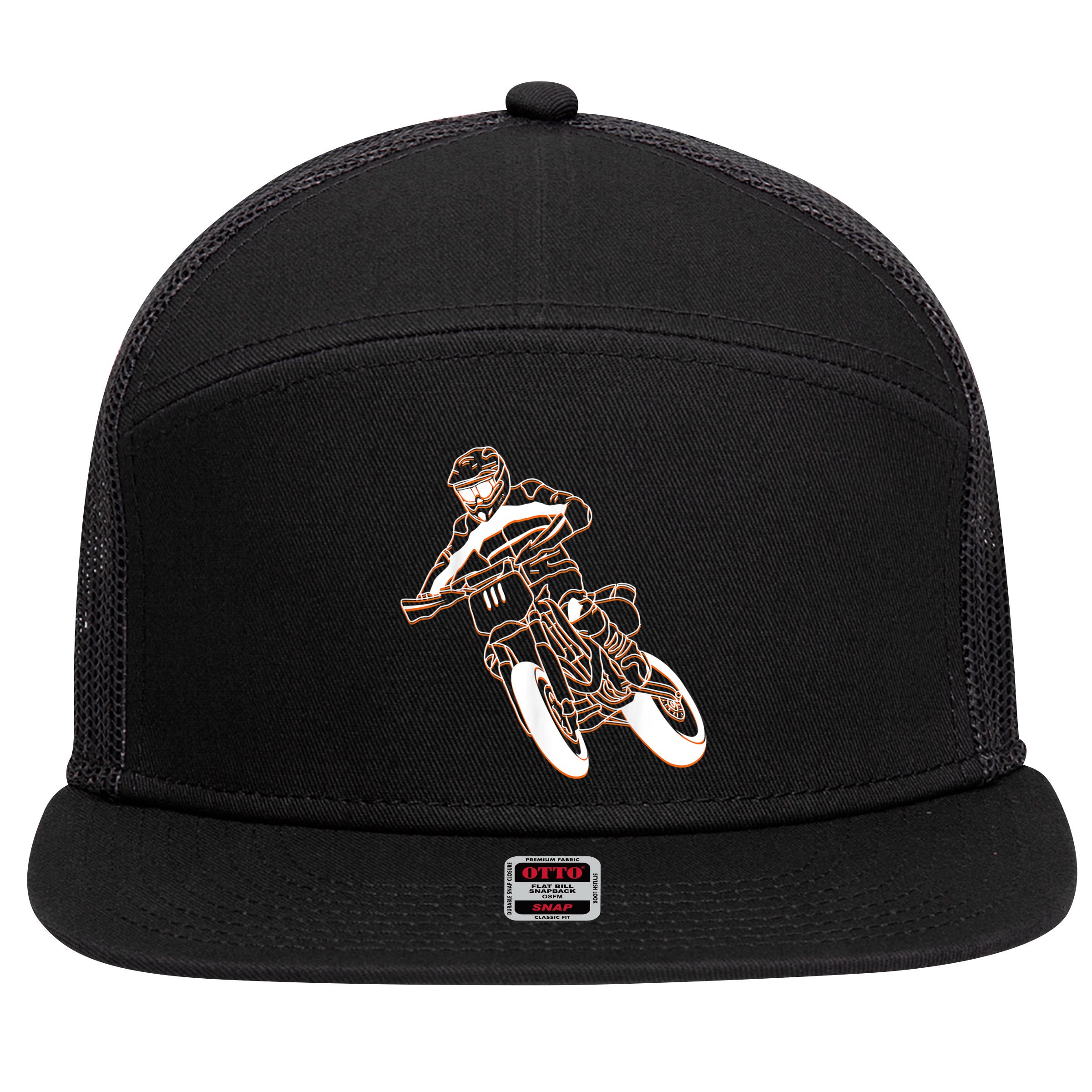 Supermoto Motorcycle Motocross Rider Racing 7 Panel Mesh Trucker Snapback Hat