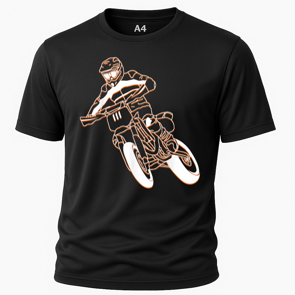 Supermoto Motorcycle Motocross Rider Racing Cooling Performance Crew T-Shirt