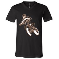 Supermoto Motorcycle Motocross Rider Racing V-Neck T-Shirt