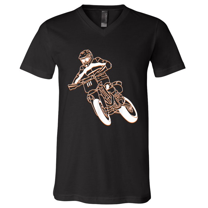 Supermoto Motorcycle Motocross Rider Racing V-Neck T-Shirt