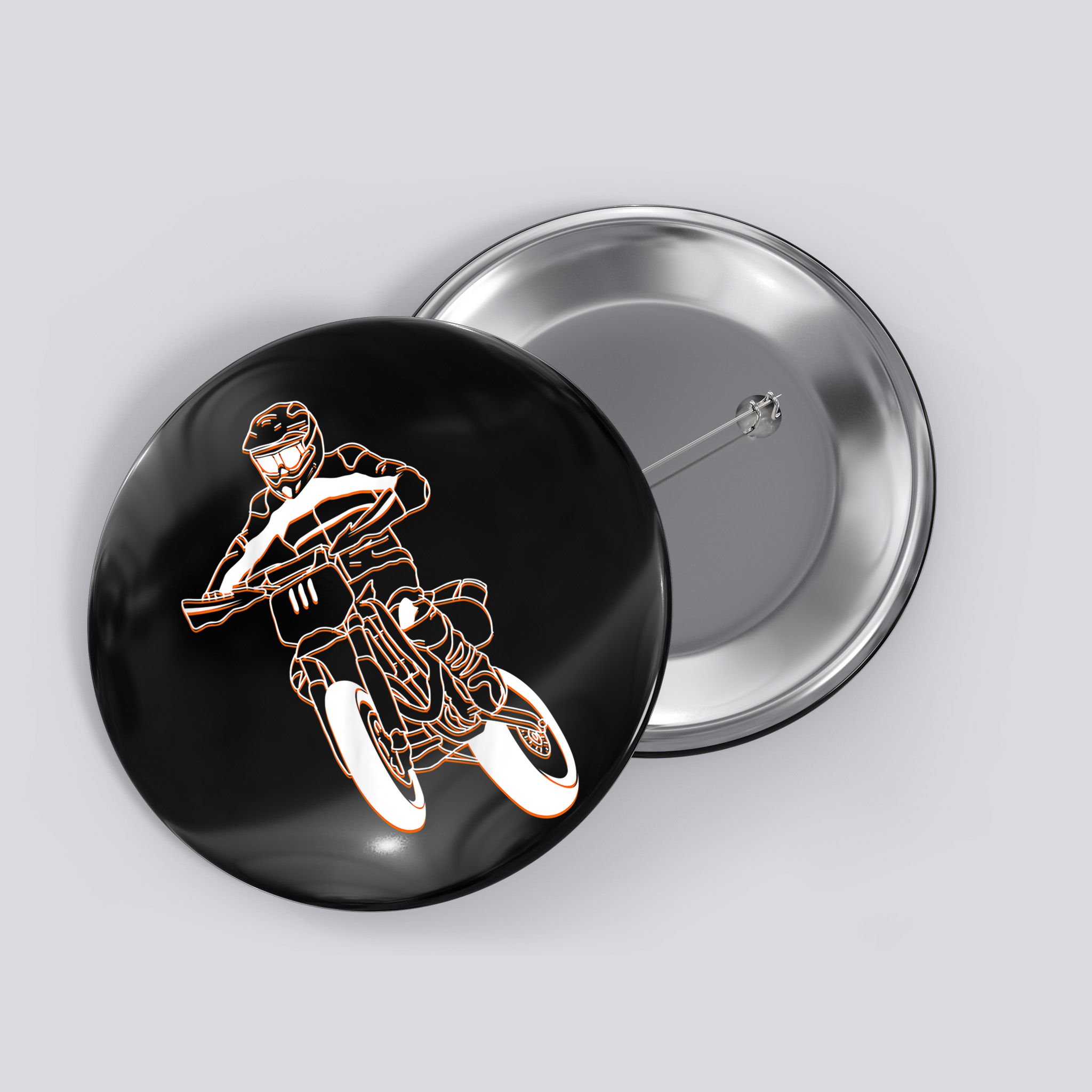 Supermoto Motorcycle Motocross Rider Racing Button