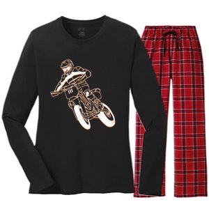 Supermoto Motorcycle Motocross Rider Racing Women's Long Sleeve Flannel Pajama Set 