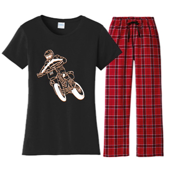 Supermoto Motorcycle Motocross Rider Racing Women's Flannel Pajama Set