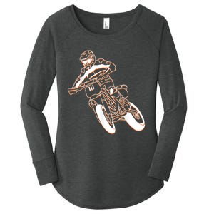 Supermoto Motorcycle Motocross Rider Racing Women's Perfect Tri Tunic Long Sleeve Shirt