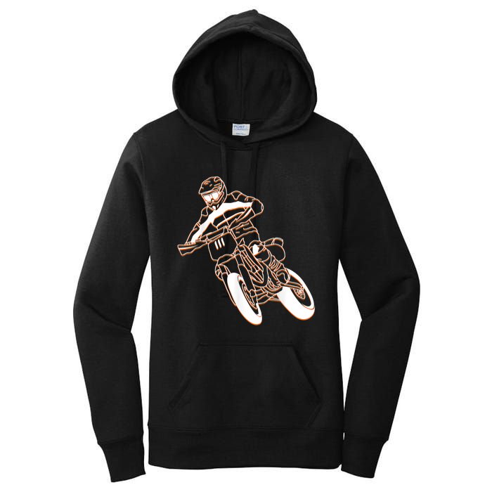 Supermoto Motorcycle Motocross Rider Racing Women's Pullover Hoodie