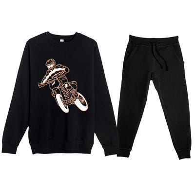 Supermoto Motorcycle Motocross Rider Racing Premium Crewneck Sweatsuit Set