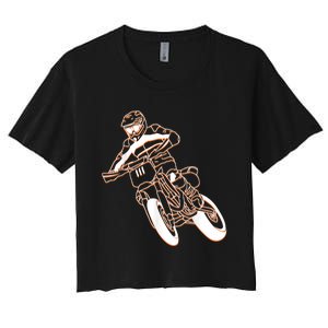 Supermoto Motorcycle Motocross Rider Racing Women's Crop Top Tee