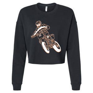 Supermoto Motorcycle Motocross Rider Racing Cropped Pullover Crew