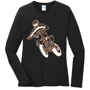 Supermoto Motorcycle Motocross Rider Racing Ladies Long Sleeve Shirt