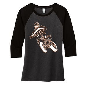 Supermoto Motorcycle Motocross Rider Racing Women's Tri-Blend 3/4-Sleeve Raglan Shirt