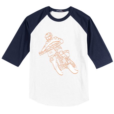 Supermoto Motorcycle Motocross Rider Racing Baseball Sleeve Shirt