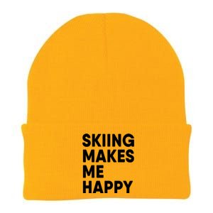 Skiing Makes Me Happy Skiing Cute Gift Knit Cap Winter Beanie