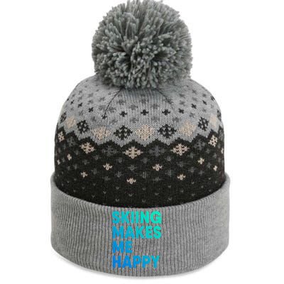 Skiing Makes Me Happy Skiing Funny Gift The Baniff Cuffed Pom Beanie