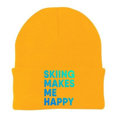 Skiing Makes Me Happy Skiing Funny Gift Knit Cap Winter Beanie