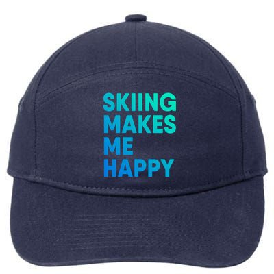 Skiing Makes Me Happy Skiing Funny Gift 7-Panel Snapback Hat