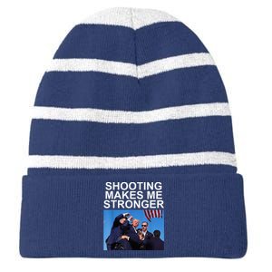 Shooting Makes Me Stronger Trump 2024 Trump 2024 Us Flag Donald Trump Election Striped Beanie with Solid Band