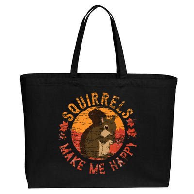 Squirrels Make Me Happy Vintage Squirrel Cotton Canvas Jumbo Tote