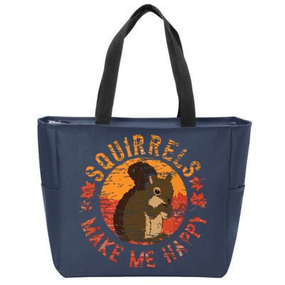 Squirrels Make Me Happy Vintage Squirrel Zip Tote Bag