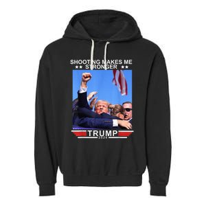 Shooting Makes Me Stronger Trump 2024 Trump 2024 Us Flag Donald Trump Election Garment-Dyed Fleece Hoodie