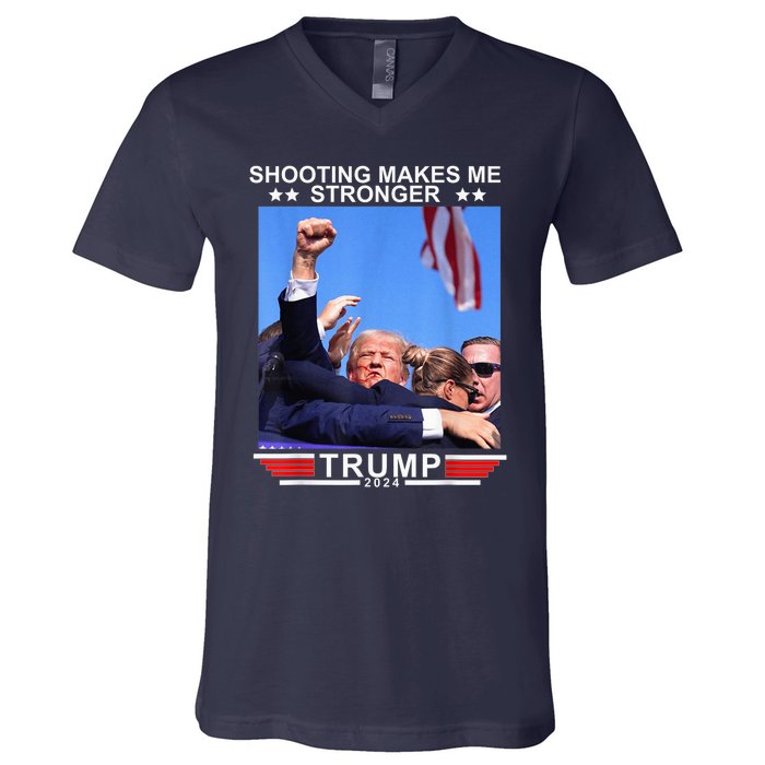 Shooting Makes Me Stronger Trump 2024 Trump 2024 Us Flag Donald Trump Election V-Neck T-Shirt