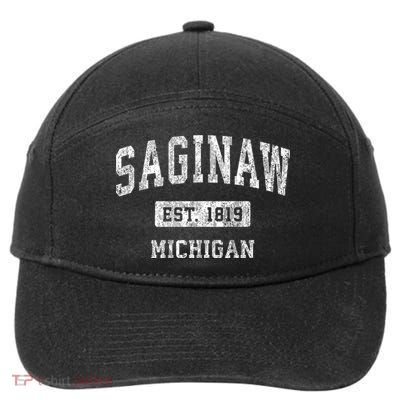 Saginaw Michigan Mi Vintage Sports 7-Panel Snapback Hat