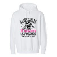 Skeleton My Mind Is Like My Internet Browser 19 Tabs Open Garment-Dyed Fleece Hoodie