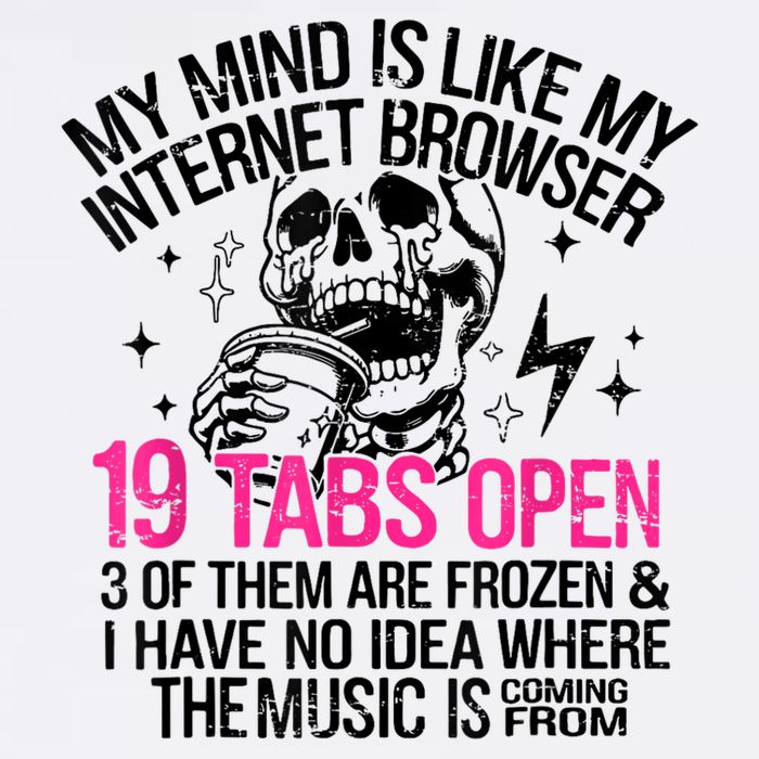 Skeleton My Mind Is Like My Internet Browser 19 Tabs Open Full-Length Apron With Pockets