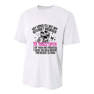 Skeleton My Mind Is Like My Internet Browser 19 Tabs Open Youth Performance Sprint T-Shirt