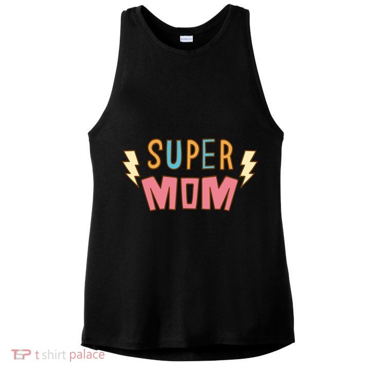 Super Mom Mothers Day Ladies PosiCharge Tri-Blend Wicking Tank