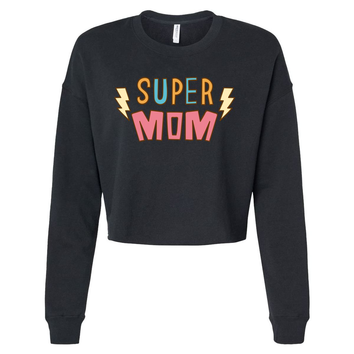 Super Mom Mothers Day Cropped Pullover Crew